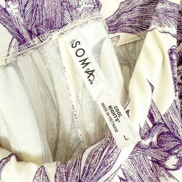 Soma Purple & Cream Floral Cool Nights 2 Piece Pajama Set - Picture 9 of 11